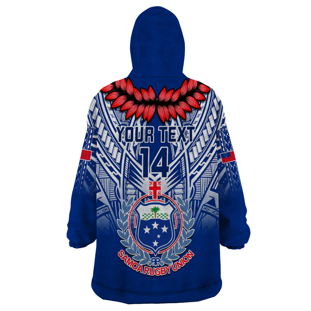Custom Samoa Rugby Wearable Blanket Hoodie 2023 Go Manu Samoa With Ula Fala Style LT14 - Polynesian Pride