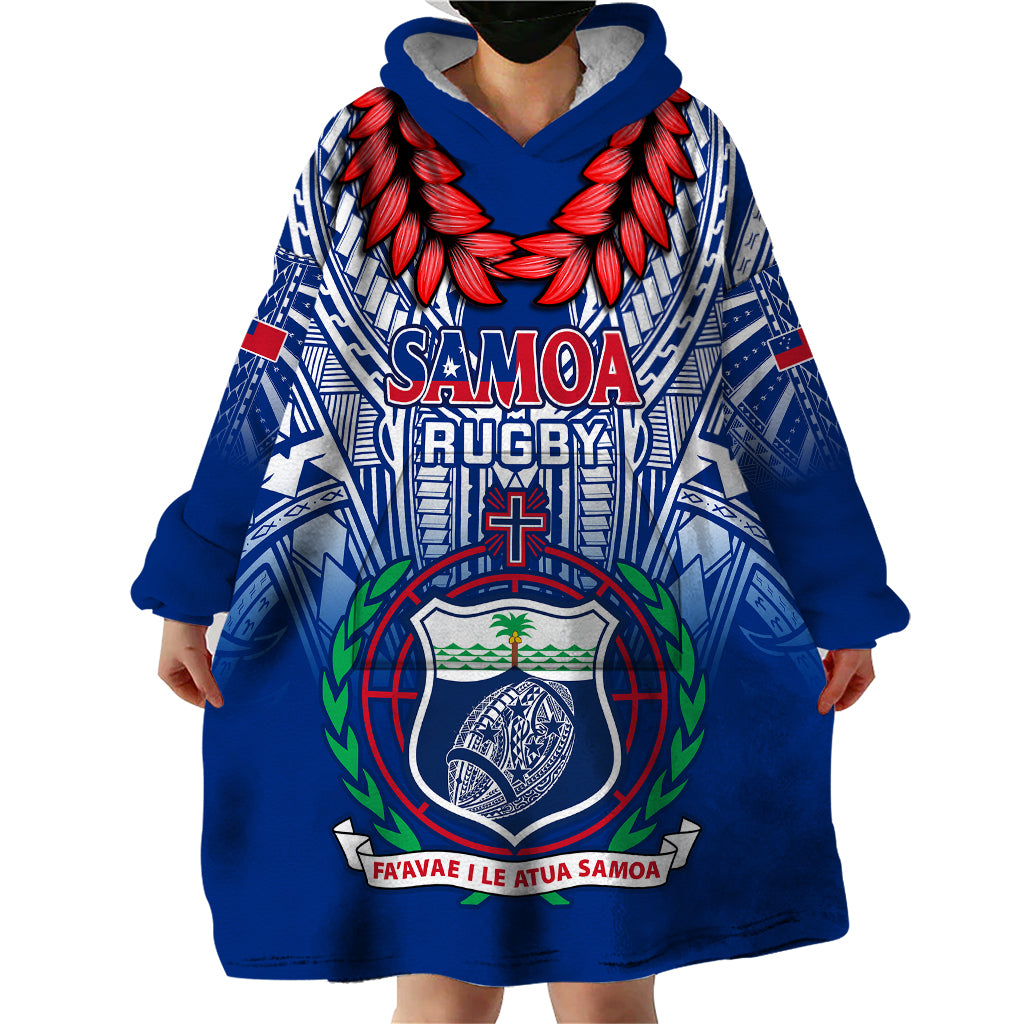 Custom Samoa Rugby Wearable Blanket Hoodie 2023 Go Manu Samoa With Ula Fala Style LT14 - Polynesian Pride