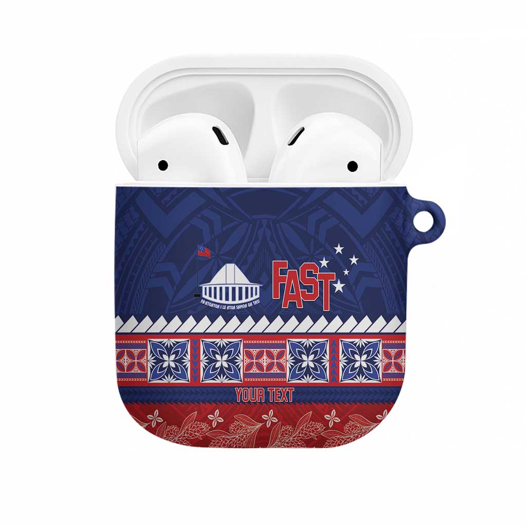 Personalised FAST Samoa Siapo AirPods Case Teuila Flowers Samoan Pattern LT14 Blue - Polynesian Pride