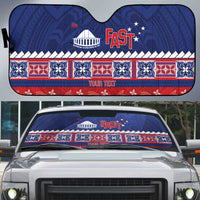 Personalised FAST Samoa Siapo Auto Sun Shade Teuila Flowers Samoan Pattern LT14 Blue - Polynesian Pride