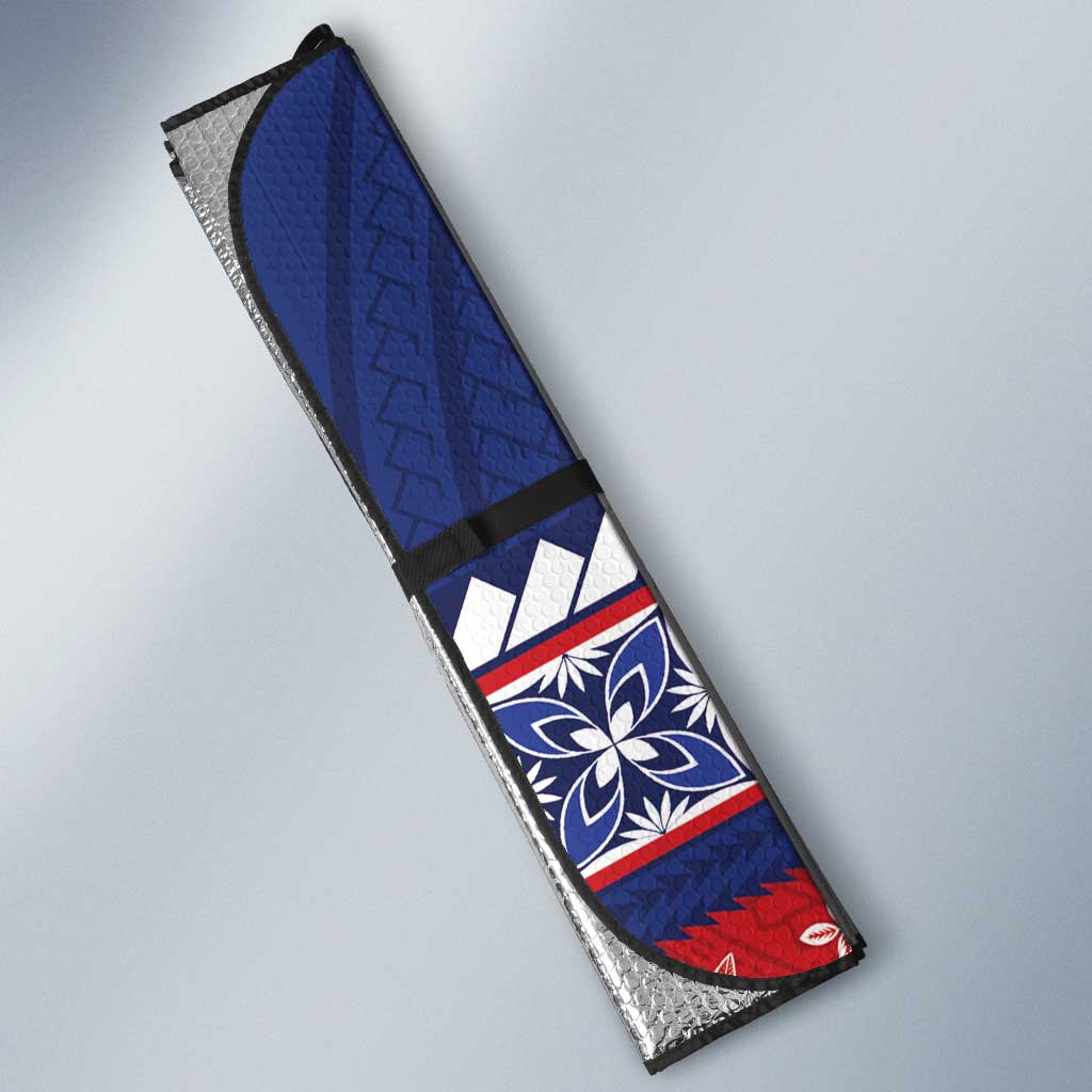 Personalised FAST Samoa Siapo Auto Sun Shade Teuila Flowers Samoan Pattern LT14 - Polynesian Pride