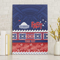 Personalised FAST Samoa Siapo Canvas Wall Art Teuila Flowers Samoan Pattern LT14 Without Frame Blue - Polynesian Pride