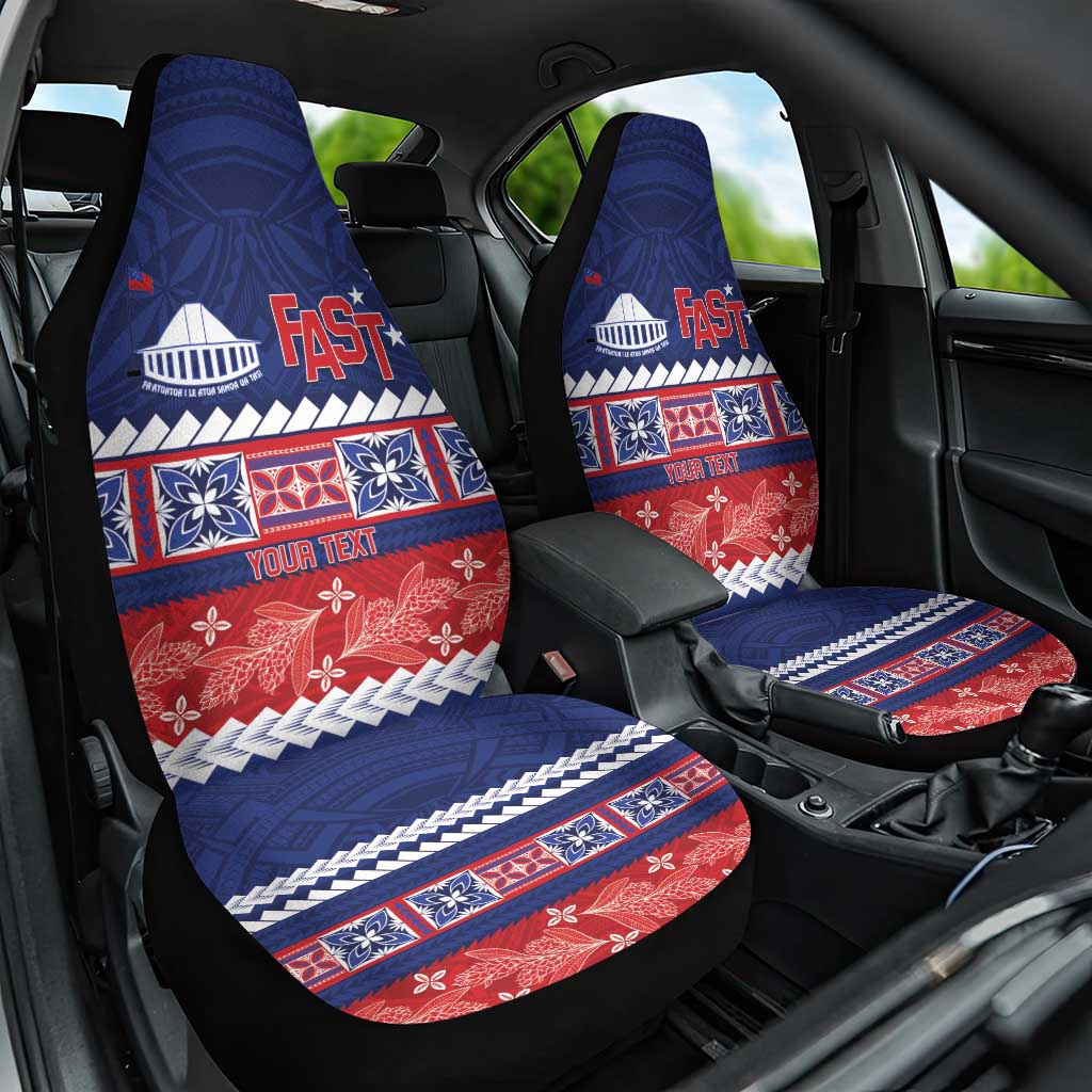 Personalised FAST Samoa Siapo Car Seat Cover Teuila Flowers Samoan Pattern LT14 One Size Blue - Polynesian Pride