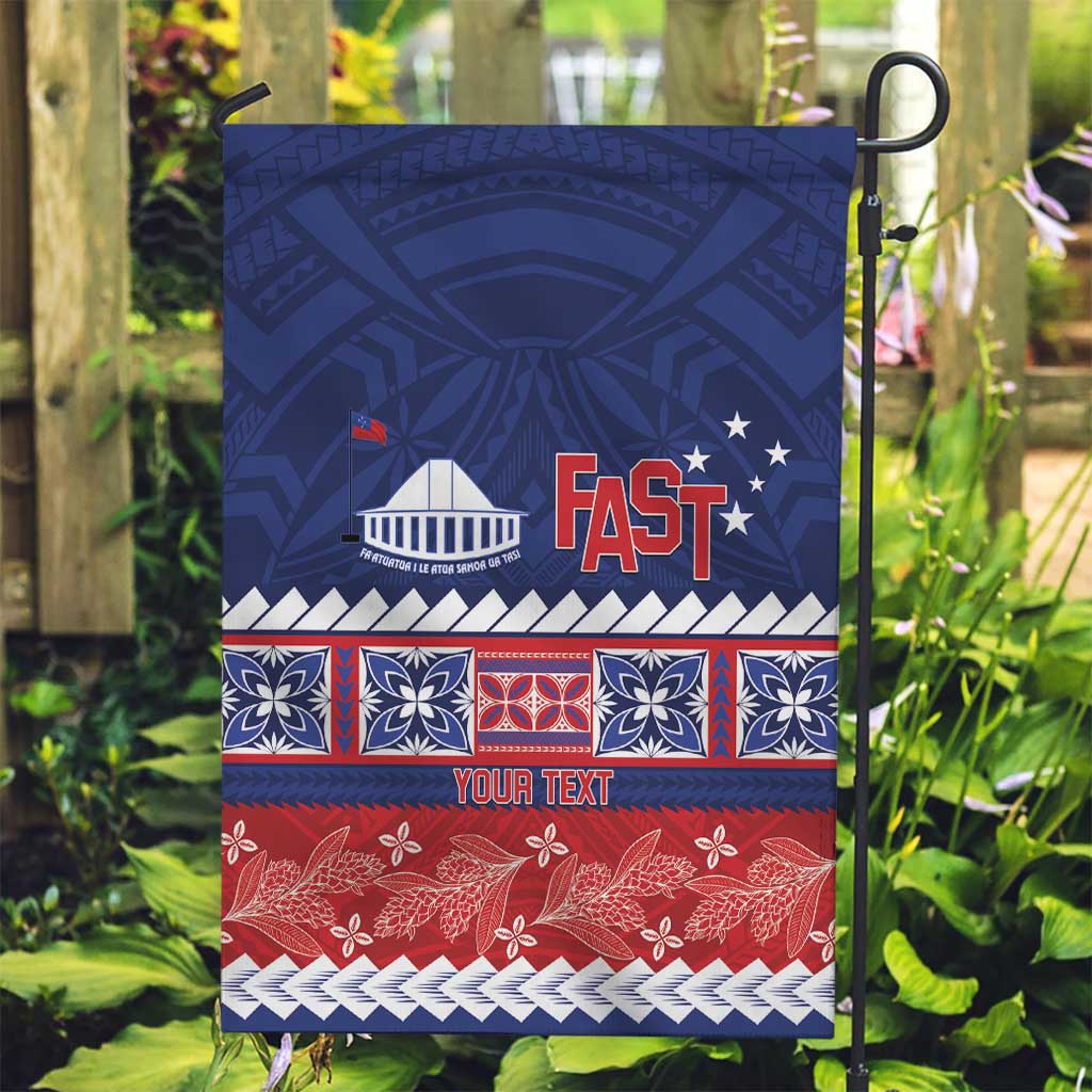 Personalised FAST Samoa Siapo Garden Flag Teuila Flowers Samoan Pattern LT14 Garden Flag Blue - Polynesian Pride