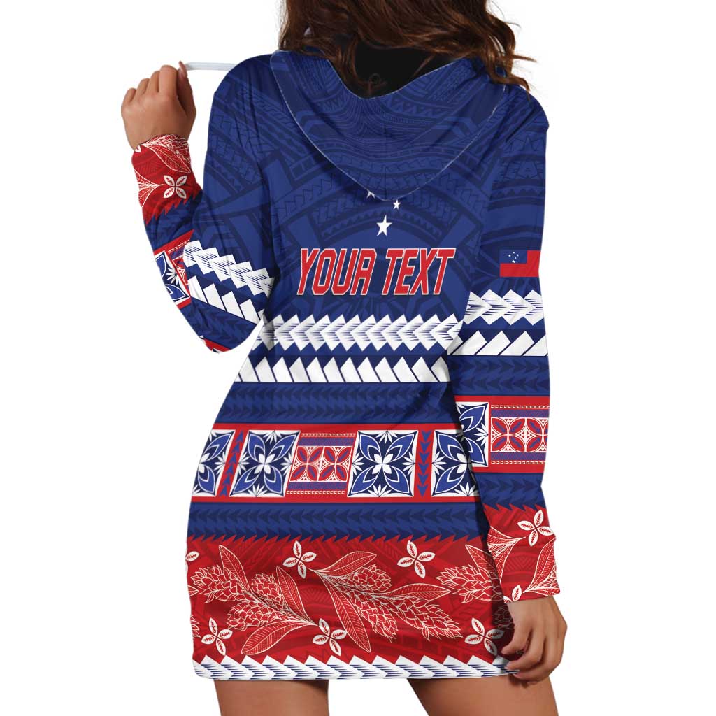Personalised FAST Samoa Siapo Hoodie Dress Teuila Flowers Samoan Pattern LT14 - Polynesian Pride