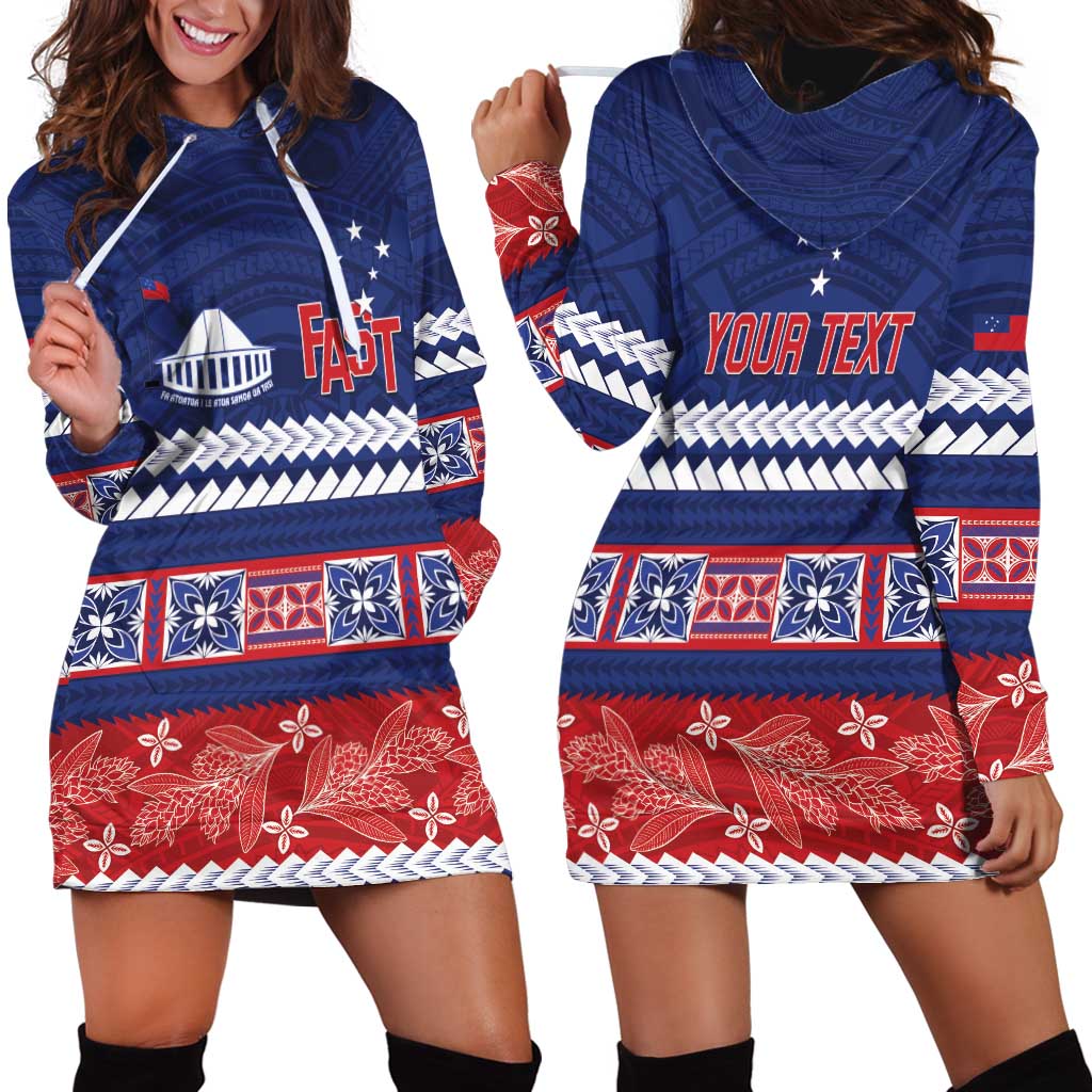 Personalised FAST Samoa Siapo Hoodie Dress Teuila Flowers Samoan Pattern LT14 - Polynesian Pride