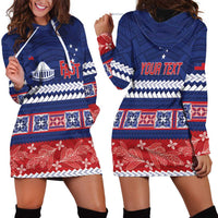 Personalised FAST Samoa Siapo Hoodie Dress Teuila Flowers Samoan Pattern LT14 - Polynesian Pride