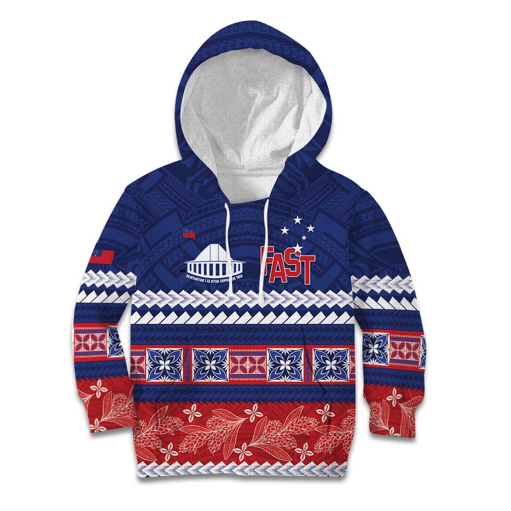 Personalised FAST Samoa Siapo Kid Hoodie Teuila Flowers Samoan Pattern LT14 Hoodie Blue - Polynesian Pride