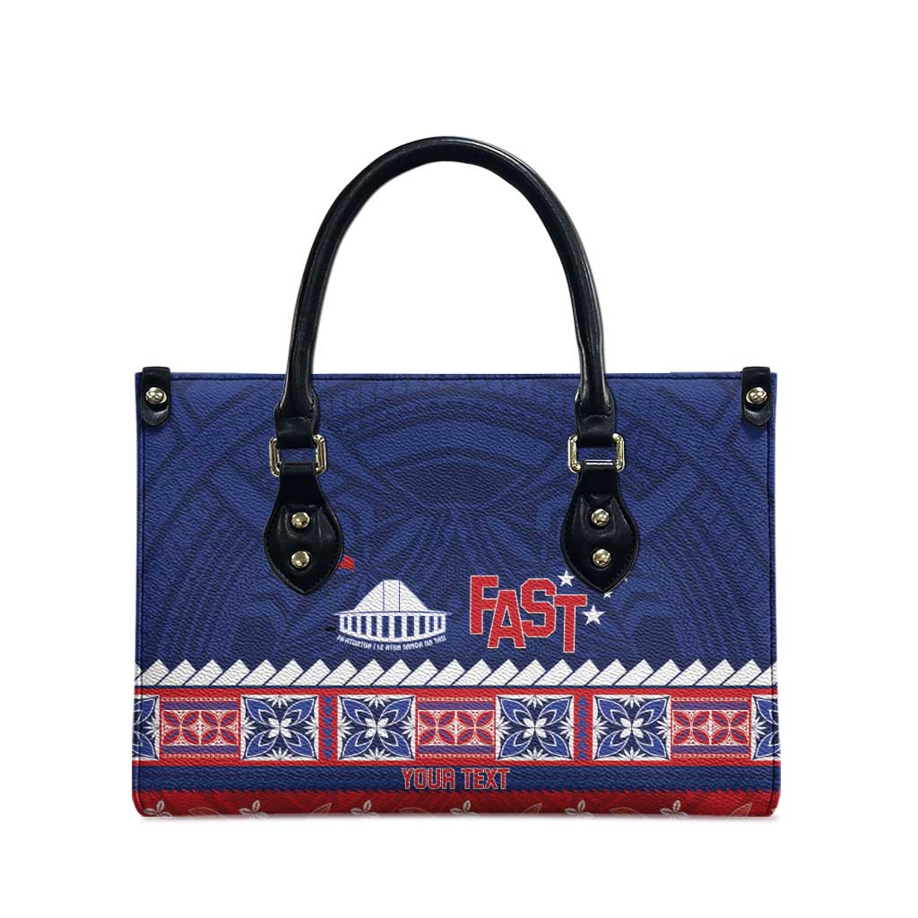 Personalised FAST Samoa Siapo Leather Bag Teuila Flowers Samoan Pattern LT14 - Polynesian Pride