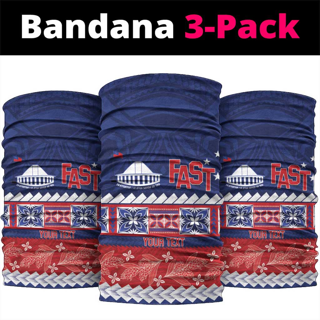 Personalised FAST Samoa Siapo Neck Gaiter Teuila Flowers Samoan Pattern LT14 package One Size: 25*50cm Blue - Polynesian Pride