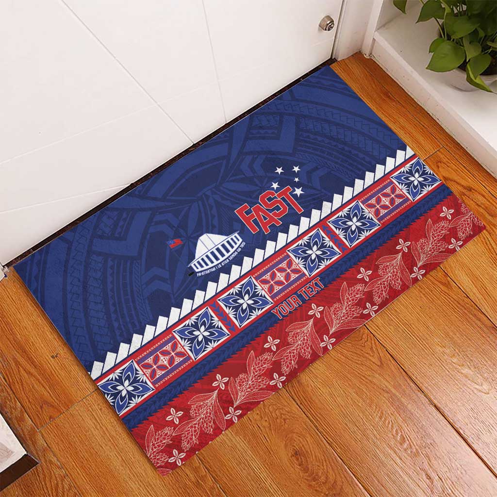 Personalised FAST Samoa Siapo Rubber Doormat Teuila Flowers Samoan Pattern LT14 - Polynesian Pride