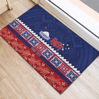 Personalised FAST Samoa Siapo Rubber Doormat Teuila Flowers Samoan Pattern LT14 - Polynesian Pride