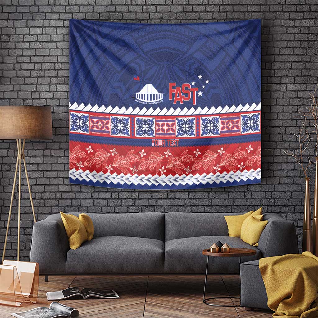 Personalised FAST Samoa Siapo Tapestry Teuila Flowers Samoan Pattern LT14 Blue - Polynesian Pride