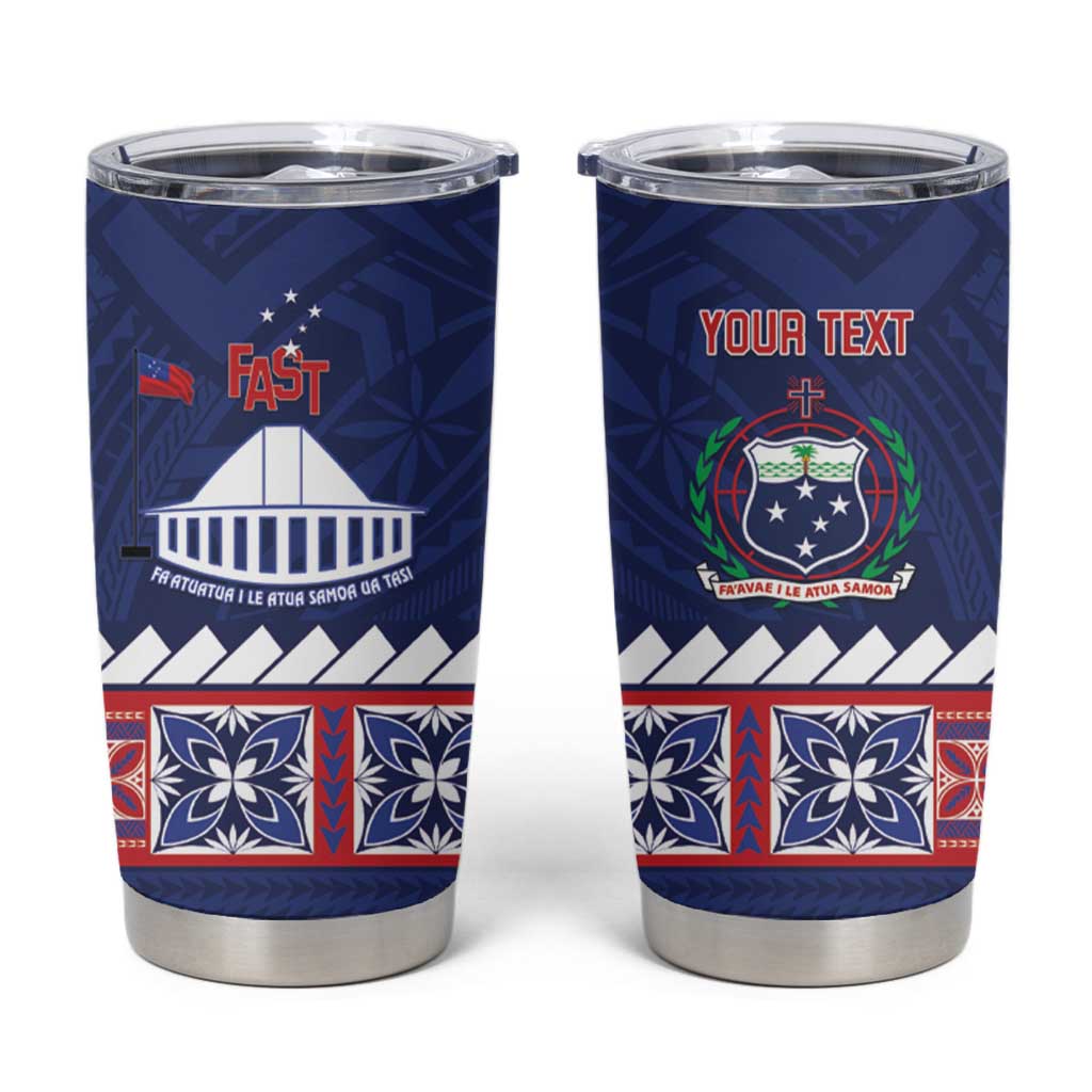 Personalised FAST Samoa Siapo Tumbler Cup Teuila Flowers Samoan Pattern LT14 Blue - Polynesian Pride