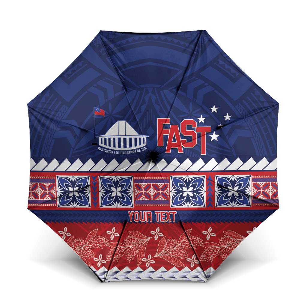 Personalised FAST Samoa Siapo Umbrella Teuila Flowers Samoan Pattern LT14 One Size Folded 11.42 inch Opened Diameter 37.4 inch Blue - Polynesian Pride