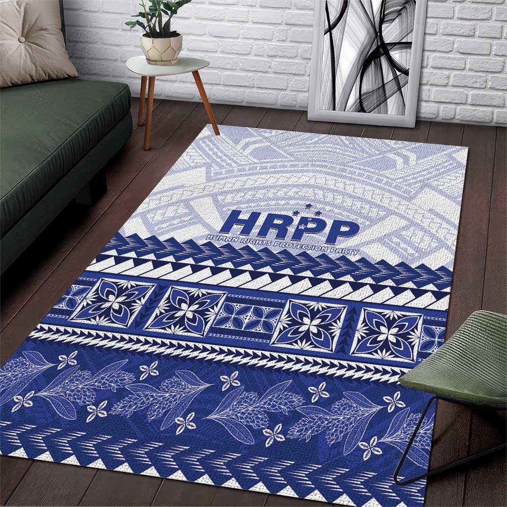 HRPP Samoa Siapo Area Rug Teuila Flowers Samoan Pattern LT14 White - Polynesian Pride