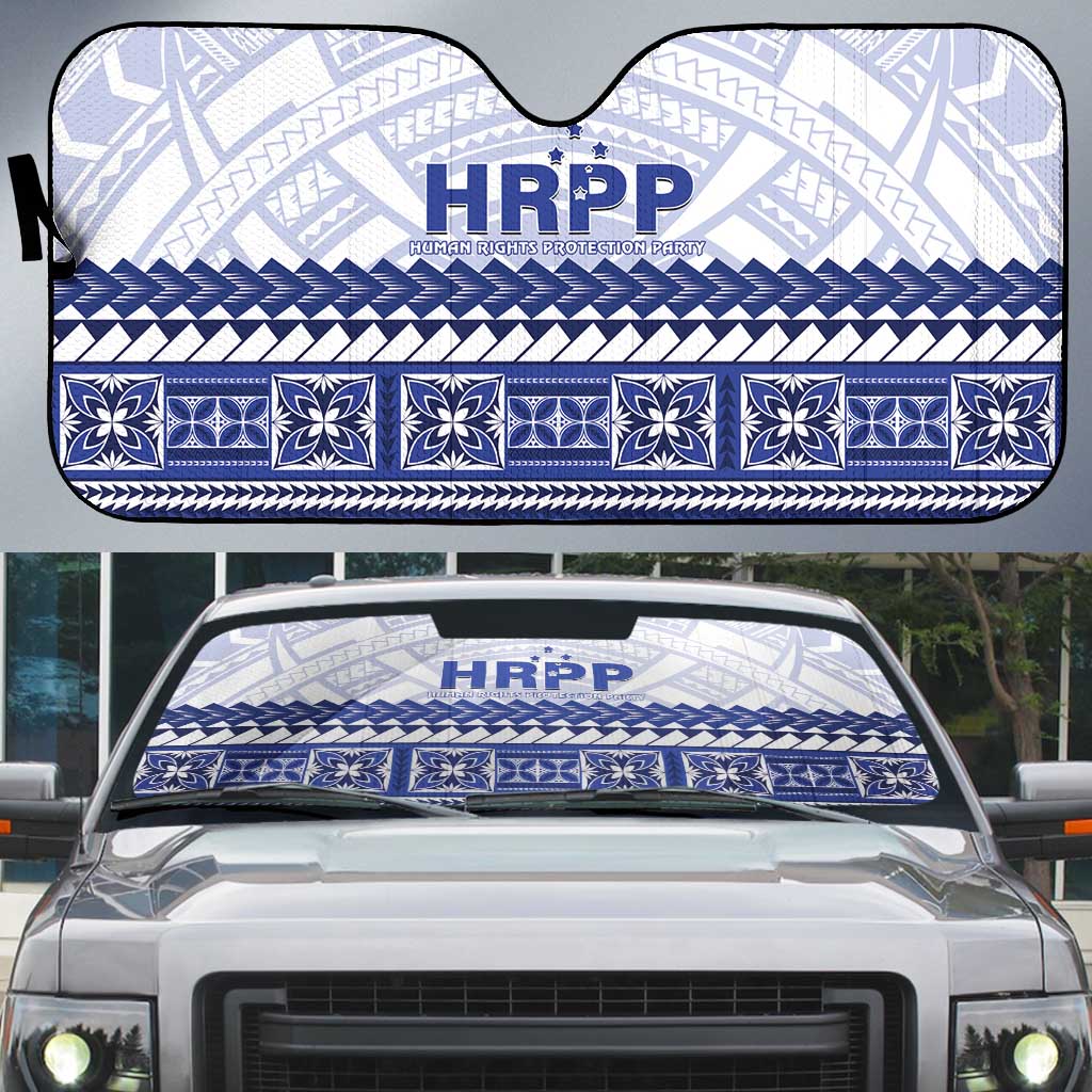 HRPP Samoa Siapo Auto Sun Shade Teuila Flowers Samoan Pattern LT14 White - Polynesian Pride