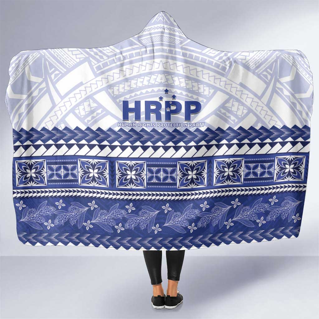 HRPP Samoa Siapo Hooded Blanket Teuila Flowers Samoan Pattern LT14 One Size White - Polynesian Pride