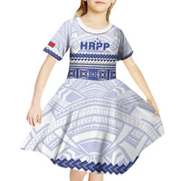 Personalised HRPP Samoa Siapo Kid Short Sleeve Dress Teuila Flowers Samoan Pattern LT14 - Polynesian Pride