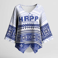 Personalised HRPP Samoa Siapo Kimono Sleeve Blouse Teuila Flowers Samoan Pattern LT14 Female White - Polynesian Pride
