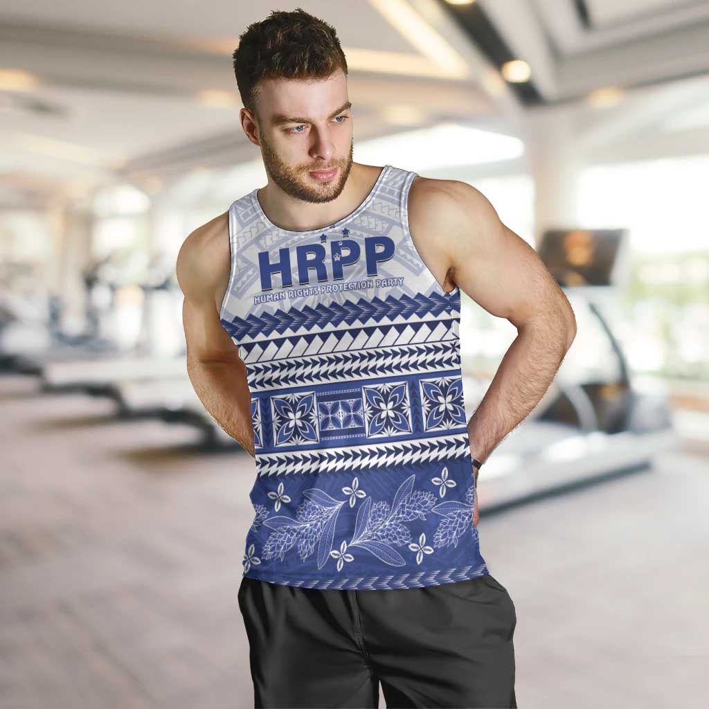 Personalised HRPP Samoa Siapo Men Tank Top Teuila Flowers Samoan Pattern LT14 White - Polynesian Pride