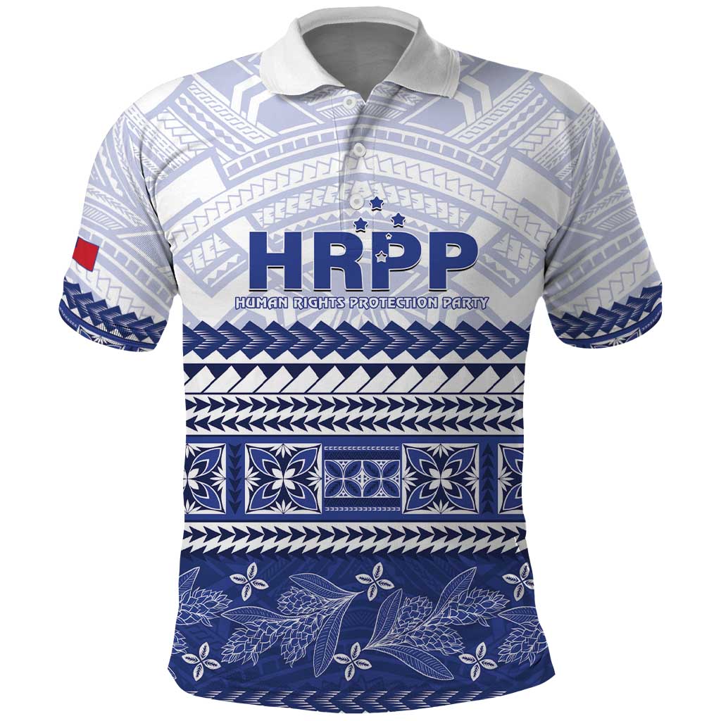 Personalised HRPP Samoa Siapo Polo Shirt Teuila Flowers Samoan Pattern LT14 White - Polynesian Pride