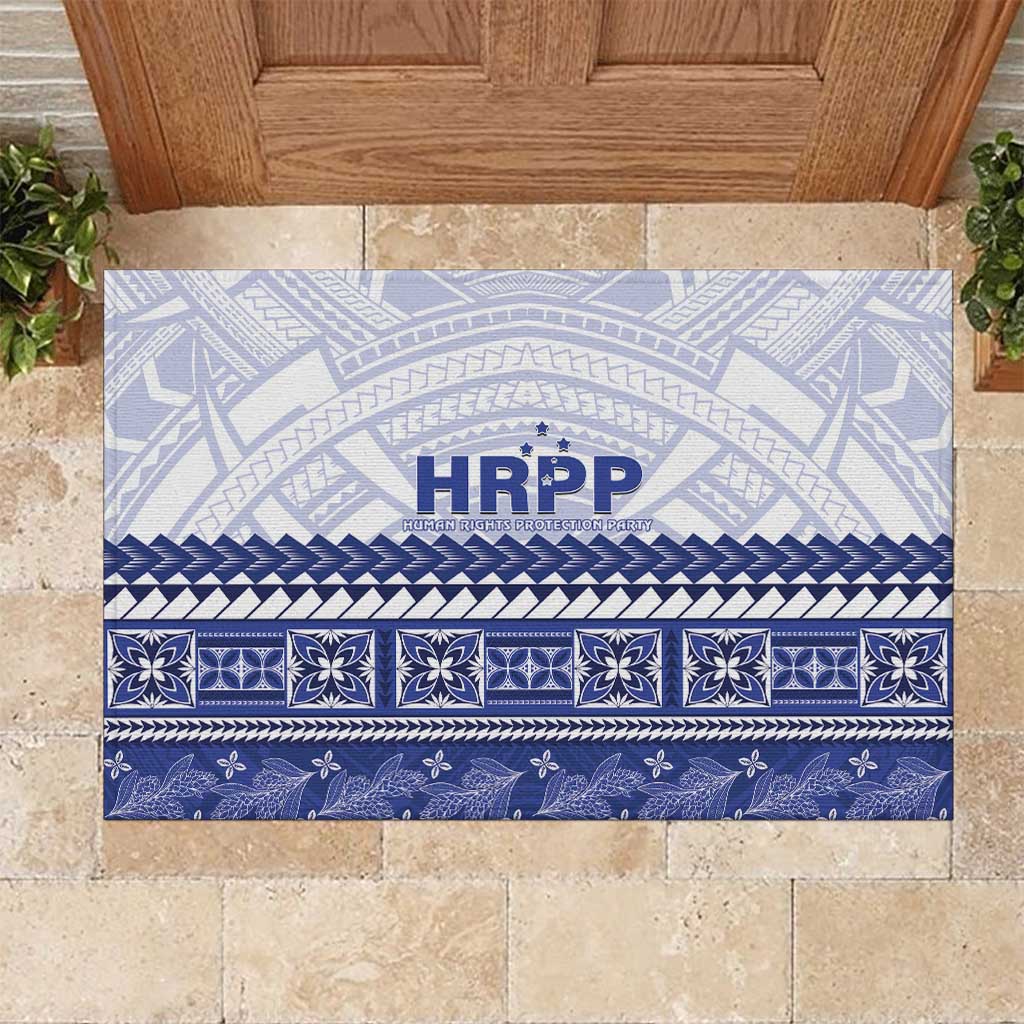 HRPP Samoa Siapo Rubber Doormat Teuila Flowers Samoan Pattern LT14 White - Polynesian Pride