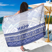 HRPP Samoa Siapo Sarong Teuila Flowers Samoan Pattern LT14 One Size 44 x 66 inches White - Polynesian Pride