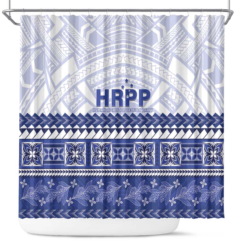 HRPP Samoa Siapo Shower Curtain Teuila Flowers Samoan Pattern LT14 White - Polynesian Pride