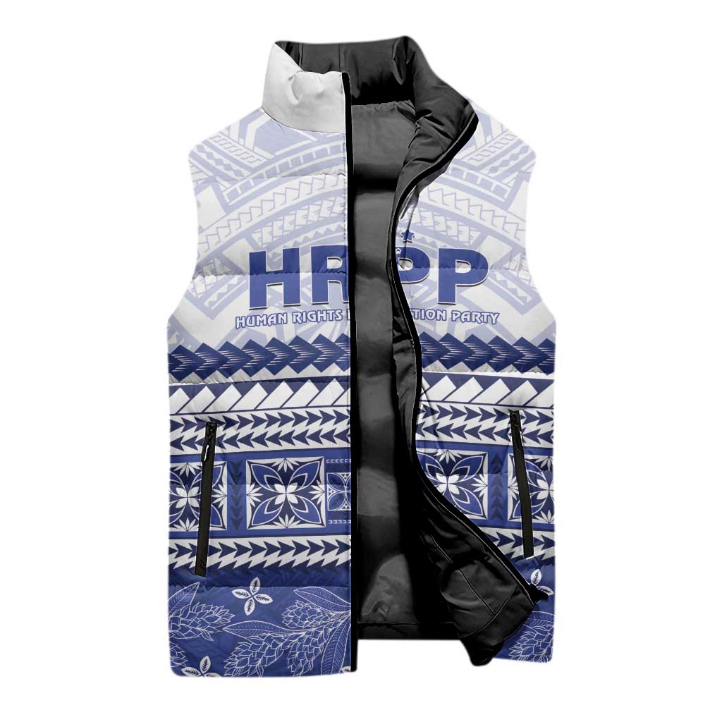 Personalised HRPP Samoa Siapo Sleeveless Puffer Jacket Teuila Flowers Samoan Pattern LT14 - Polynesian Pride