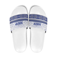 HRPP Samoa Siapo Slide Sandals Teuila Flowers Samoan Pattern LT14 White - Polynesian Pride