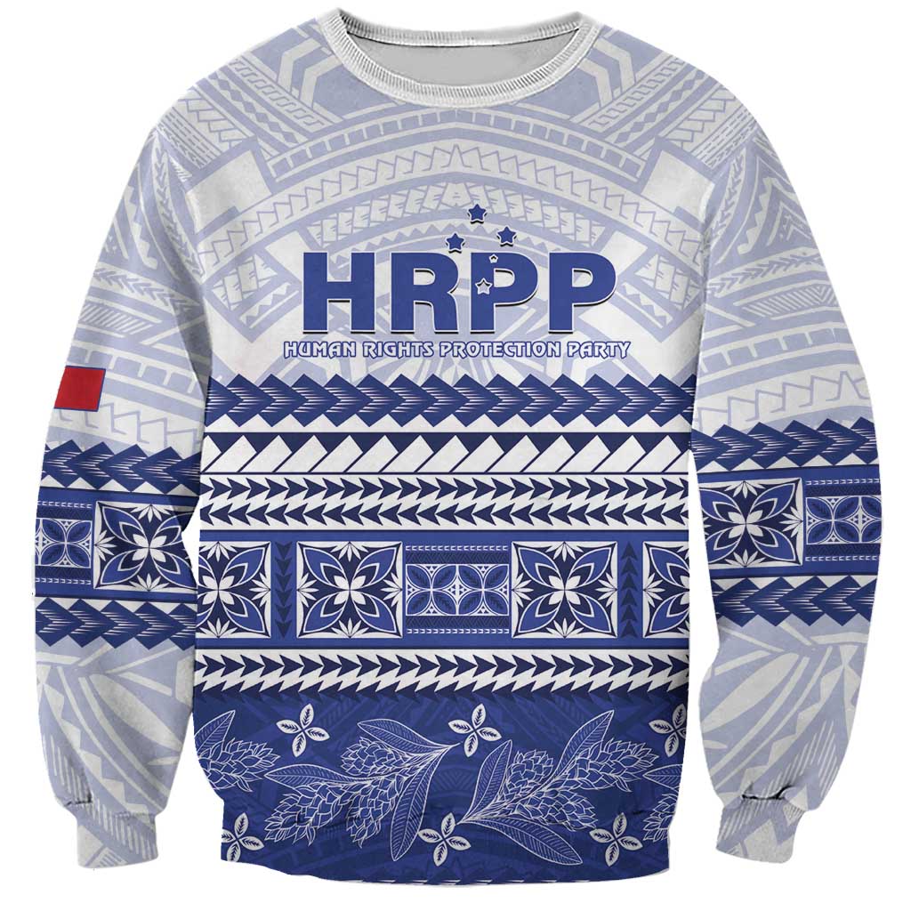 Personalised HRPP Samoa Siapo Sweatshirt Teuila Flowers Samoan Pattern LT14 Unisex White - Polynesian Pride
