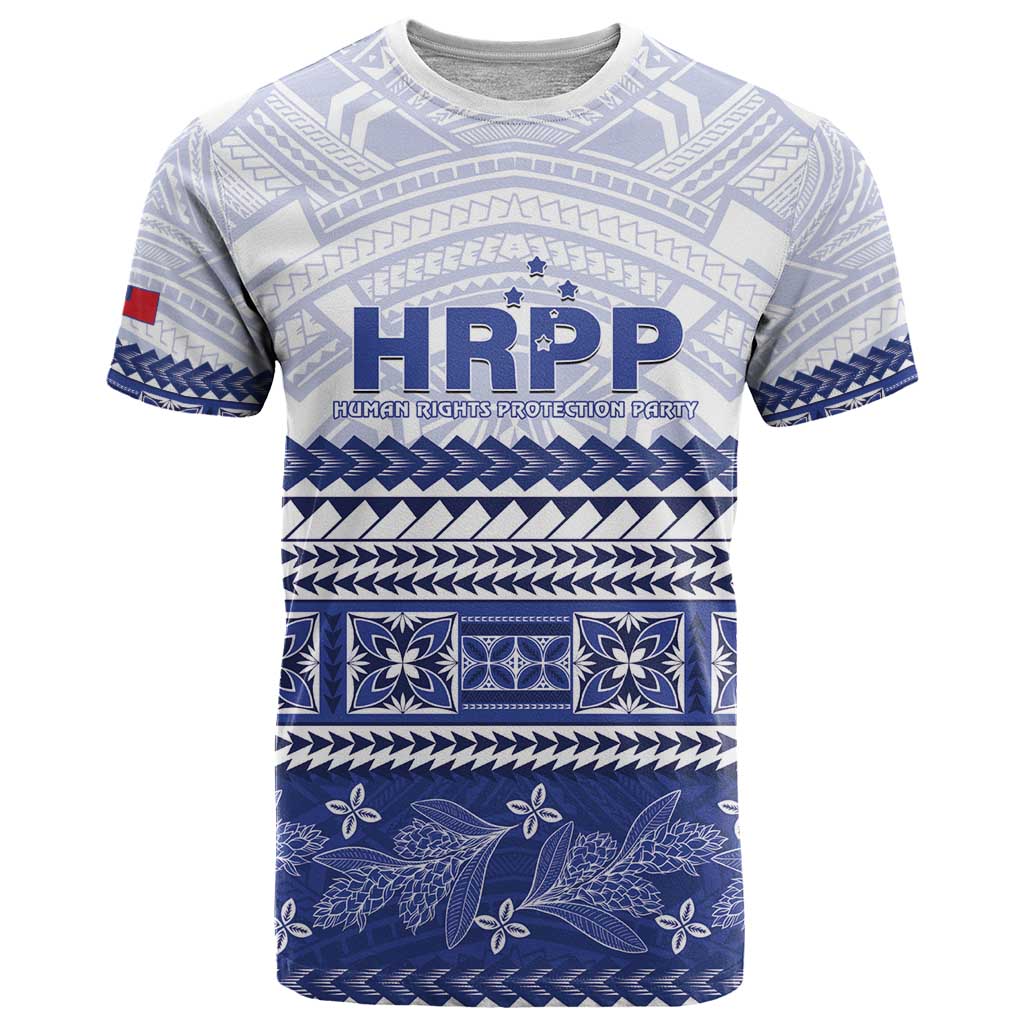 Personalised HRPP Samoa Siapo T Shirt Teuila Flowers Samoan Pattern LT14 White - Polynesian Pride