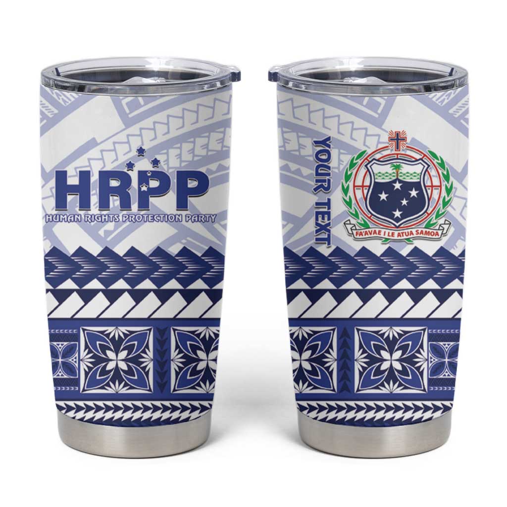 Personalised HRPP Samoa Siapo Tumbler Cup Teuila Flowers Samoan Pattern LT14 White - Polynesian Pride