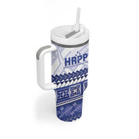Personalised HRPP Samoa Siapo Tumbler With Handle Teuila Flowers Samoan Pattern LT14 - Polynesian Pride