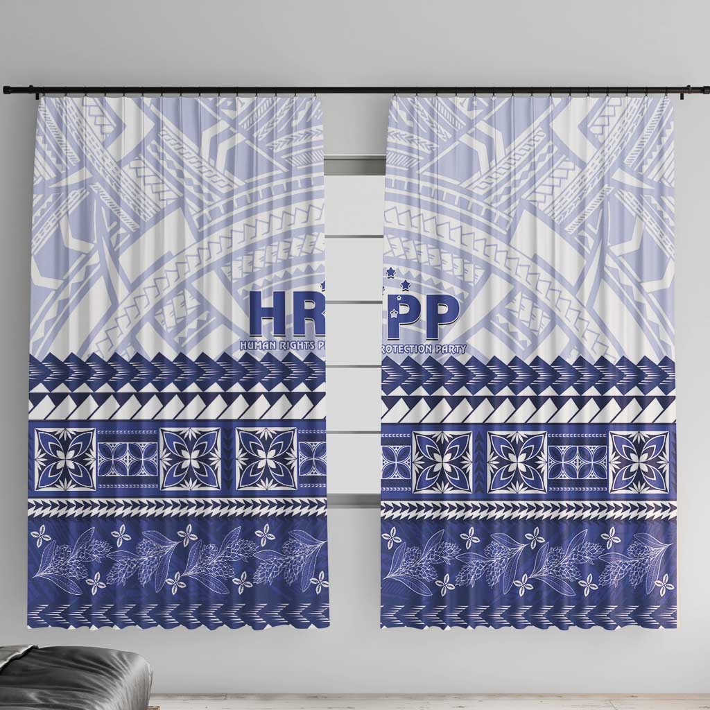 HRPP Samoa Siapo Window Curtain Teuila Flowers Samoan Pattern LT14 With Hooks White - Polynesian Pride
