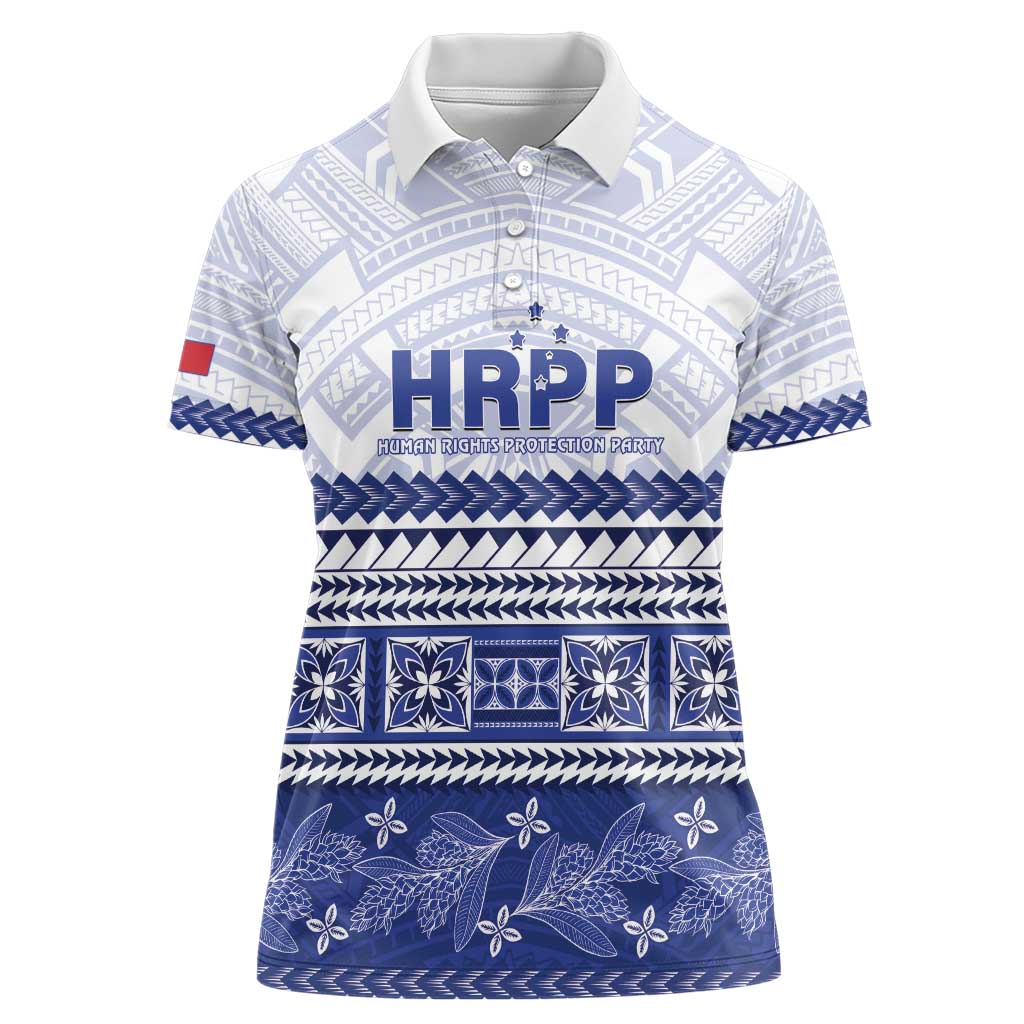 Personalised HRPP Samoa Siapo Women Polo Shirt Teuila Flowers Samoan Pattern LT14 Female White - Polynesian Pride