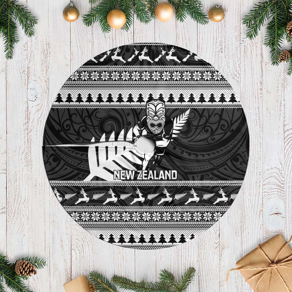 New Zealand Christmas Rugby Tree Skirt Meri Kirihimete All Black Maori LT14 Casual Black - Polynesian Pride