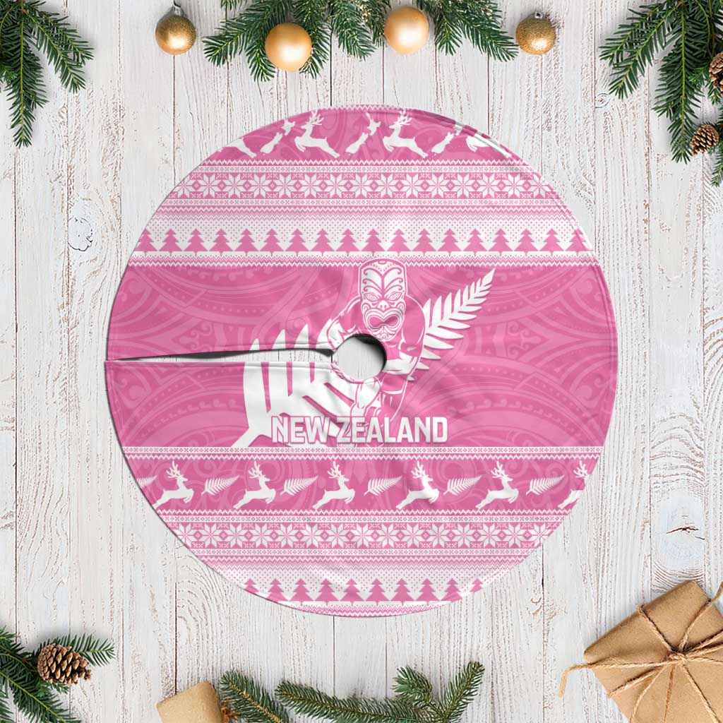 New Zealand Christmas Rugby Tree Skirt Meri Kirihimete All Black Maori Pink Version LT14 Casual Pink - Polynesian Pride