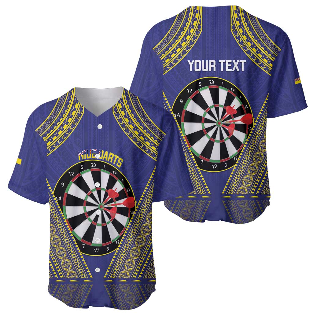 Personalised Niue Darts Baseball Jersey Dart Board Hiapo Pattern LT14 - Polynesian Pride