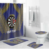 Personalised Niue Darts Bathroom Set Dart Board Hiapo Pattern LT14 Bathroom Set (4 pcs) Blue - Polynesian Pride