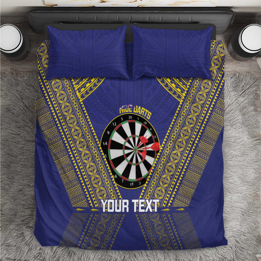 Personalised Niue Darts Bedding Set Dart Board Hiapo Pattern LT14 Blue - Polynesian Pride