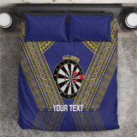 Personalised Niue Darts Bedding Set Dart Board Hiapo Pattern LT14 Blue - Polynesian Pride