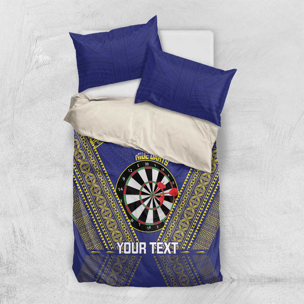 Personalised Niue Darts Bedding Set Dart Board Hiapo Pattern LT14 US Twin 172cm x 218cm Blue - Polynesian Pride
