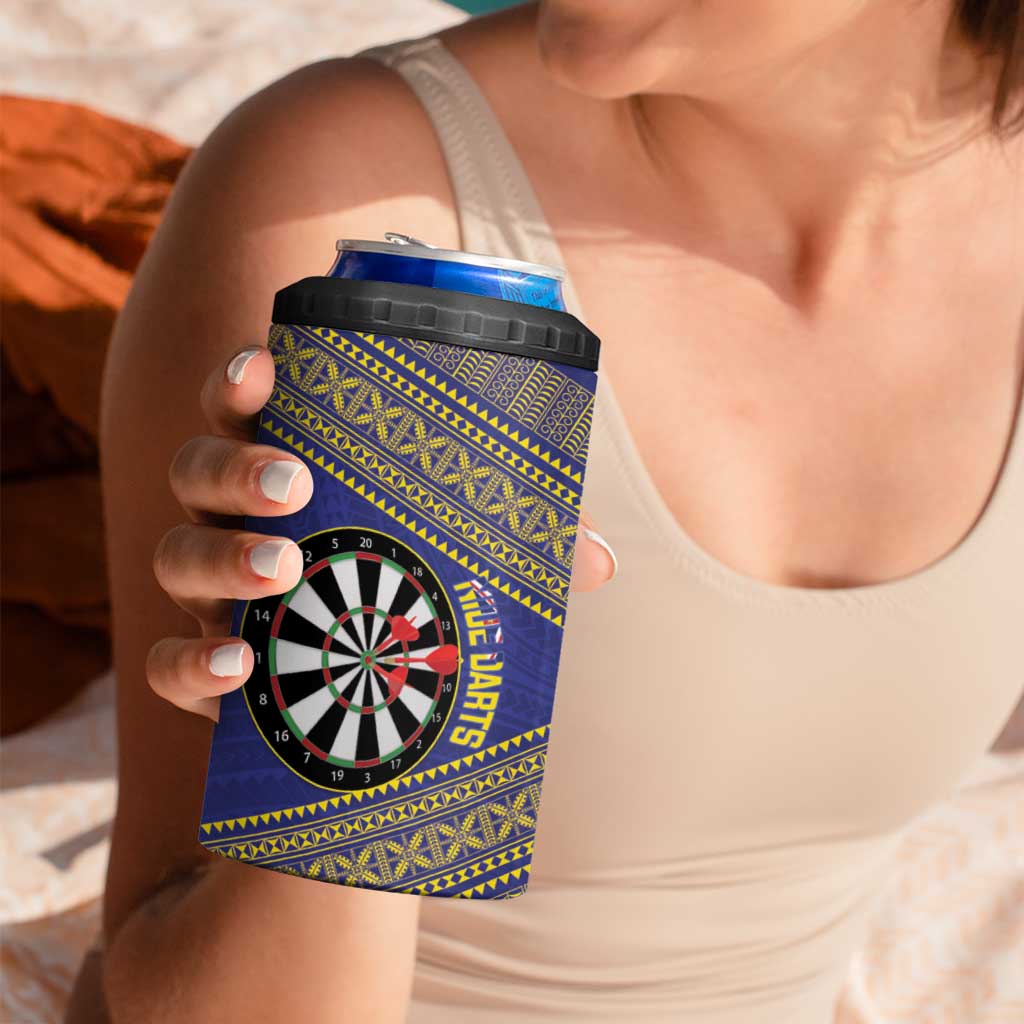 Personalised Niue Darts 4 in 1 Can Cooler Tumbler Dart Board Hiapo Pattern LT14 - Polynesian Pride