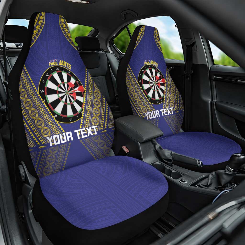 Personalised Niue Darts Car Seat Cover Dart Board Hiapo Pattern LT14 One Size Blue - Polynesian Pride