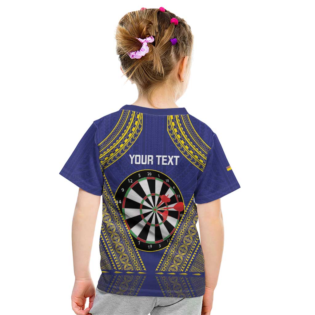 Personalised Niue Darts Kid T Shirt Dart Board Hiapo Pattern LT14 - Polynesian Pride