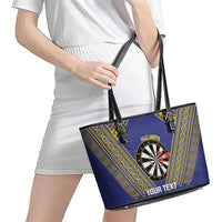 Personalised Niue Darts Leather Tote Bag Dart Board Hiapo Pattern LT14 - Polynesian Pride