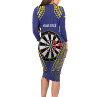 Personalised Niue Darts Long Sleeve Bodycon Dress Dart Board Hiapo Pattern LT14 - Polynesian Pride