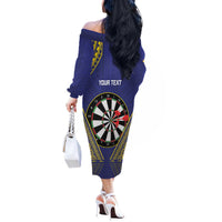 Personalised Niue Darts Off The Shoulder Long Sleeve Dress Dart Board Hiapo Pattern LT14 - Polynesian Pride